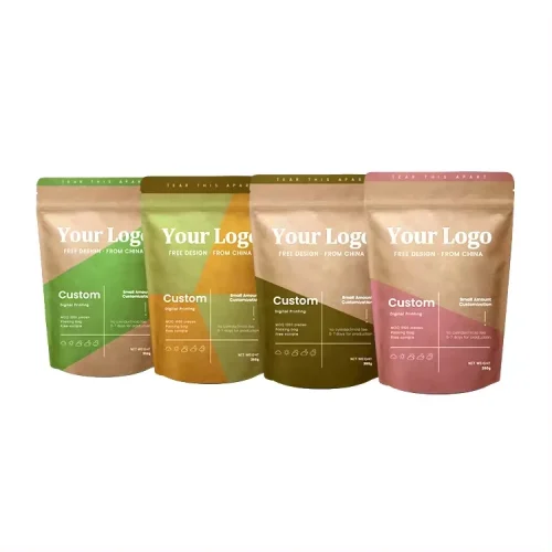 Compostable Kraft Stand Up Food Pouches，Stand Up Zip Pouches Wholesale