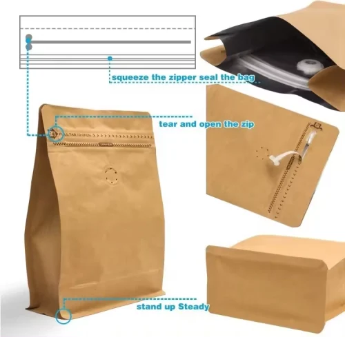 Air Valve Brown Side Gusset Coffee Pouches,Side Gusset Zip Pouches Wholesale For Food