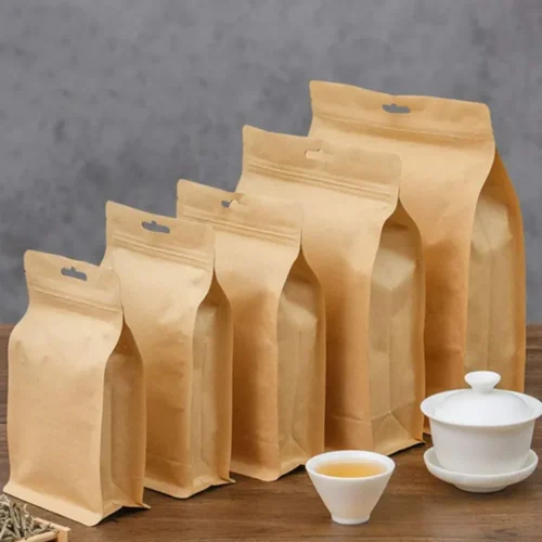 Custom Printed Kraft Side Gusset Pouches, Tea Stand Up Pouches