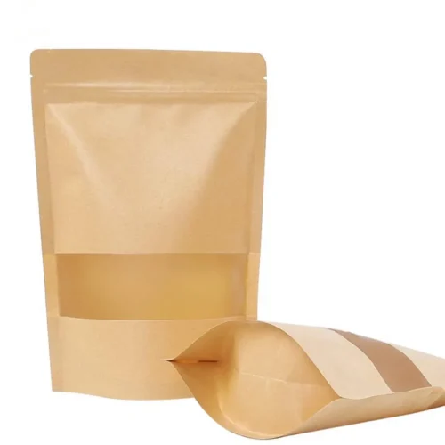 Kraft Stand Up Pouches With Window Wholesale,Large Stand Up Pouches For Tea