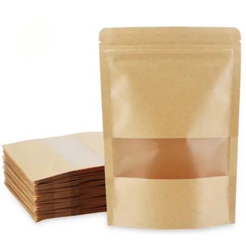 Kraft Stand Up Pouches With Window Wholesale,Large Stand Up Pouches For Tea