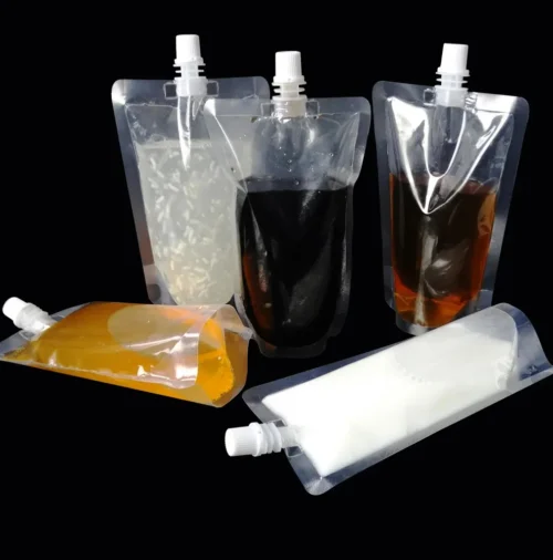Clear Plastic Spouted Stand Up Barrier Pouches