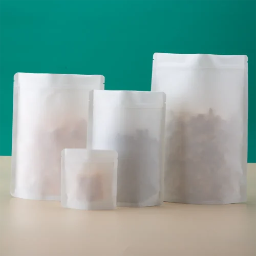 Frosted Biodegradable Stand Up Pouches With Zipper