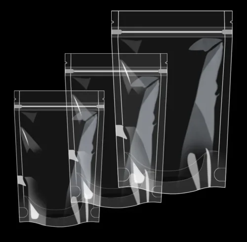 Glossy Clear Stand Up Resealable Zipper Pouches For Food