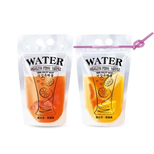 Transparent Stand Up Drink Pouches With Straws Hole