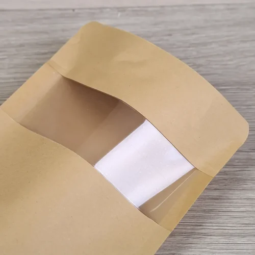 Window Zip Lock Brown Stand Up Pouches