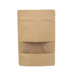 Window Zip Lock Brown Stand Up Pouches