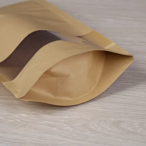 Window Zip Lock Brown Stand Up Pouches